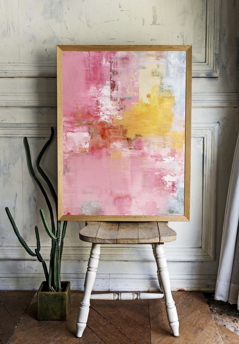 Blush Pastel Abstract Poster. — room view 1