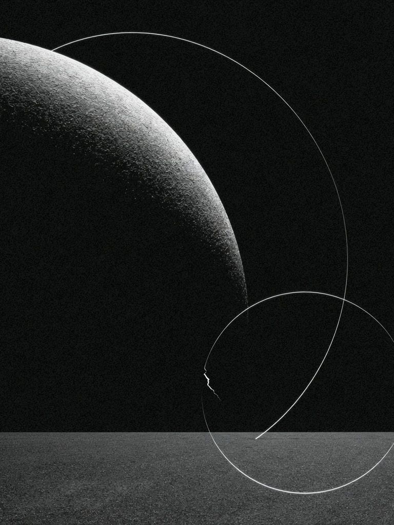 Monochrome Lunar Orbit Abstract Poster. poster detail