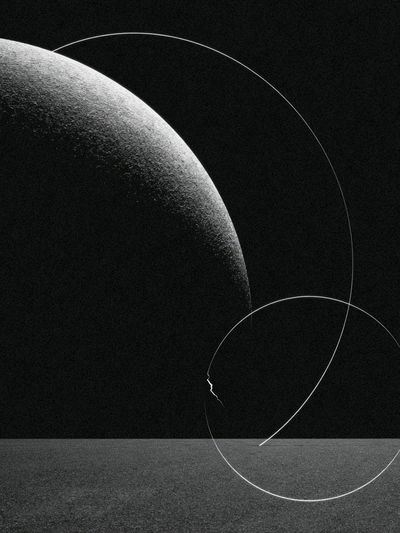 Monochrome Lunar Orbit Abstract Poster.