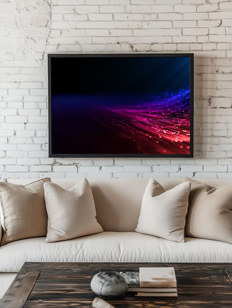 Neon Data Wave Abstract Poster. room preview