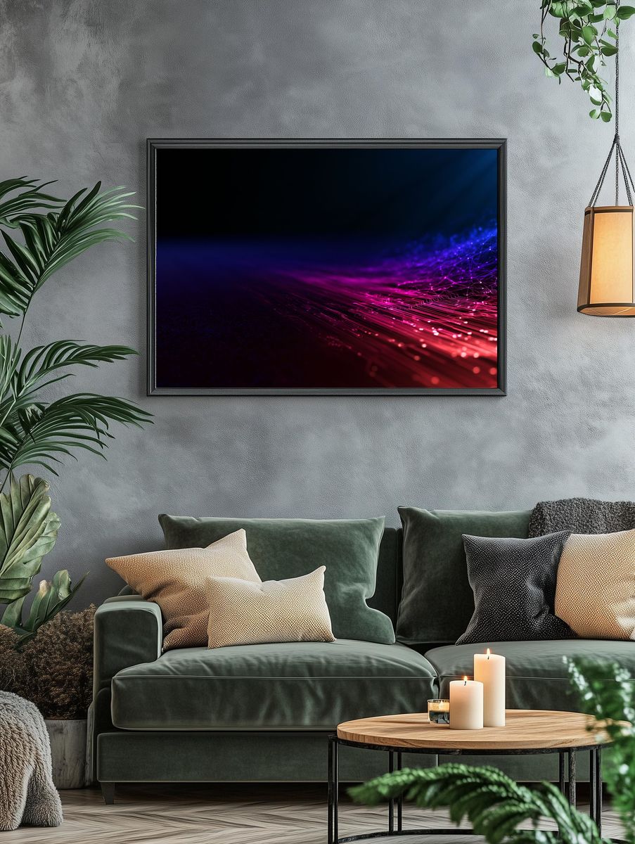 Neon Data Wave Abstract Poster. — room view 4