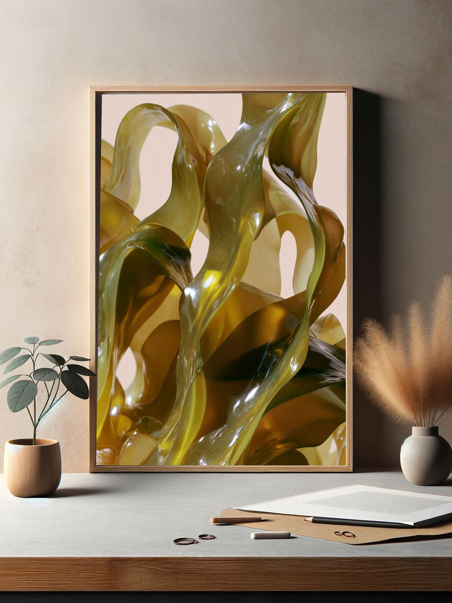 Golden Glass Abstract Poster. — room view 2