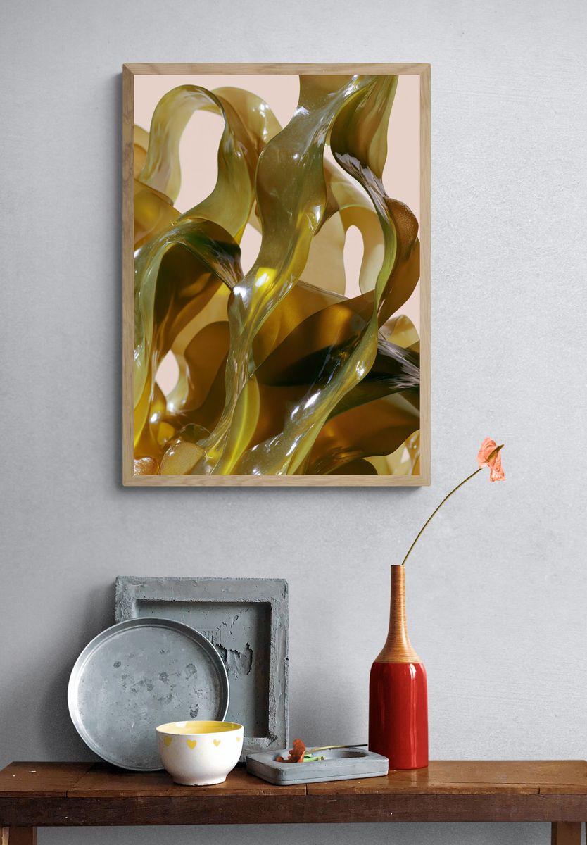 Golden Glass Abstract Poster. — room view 3