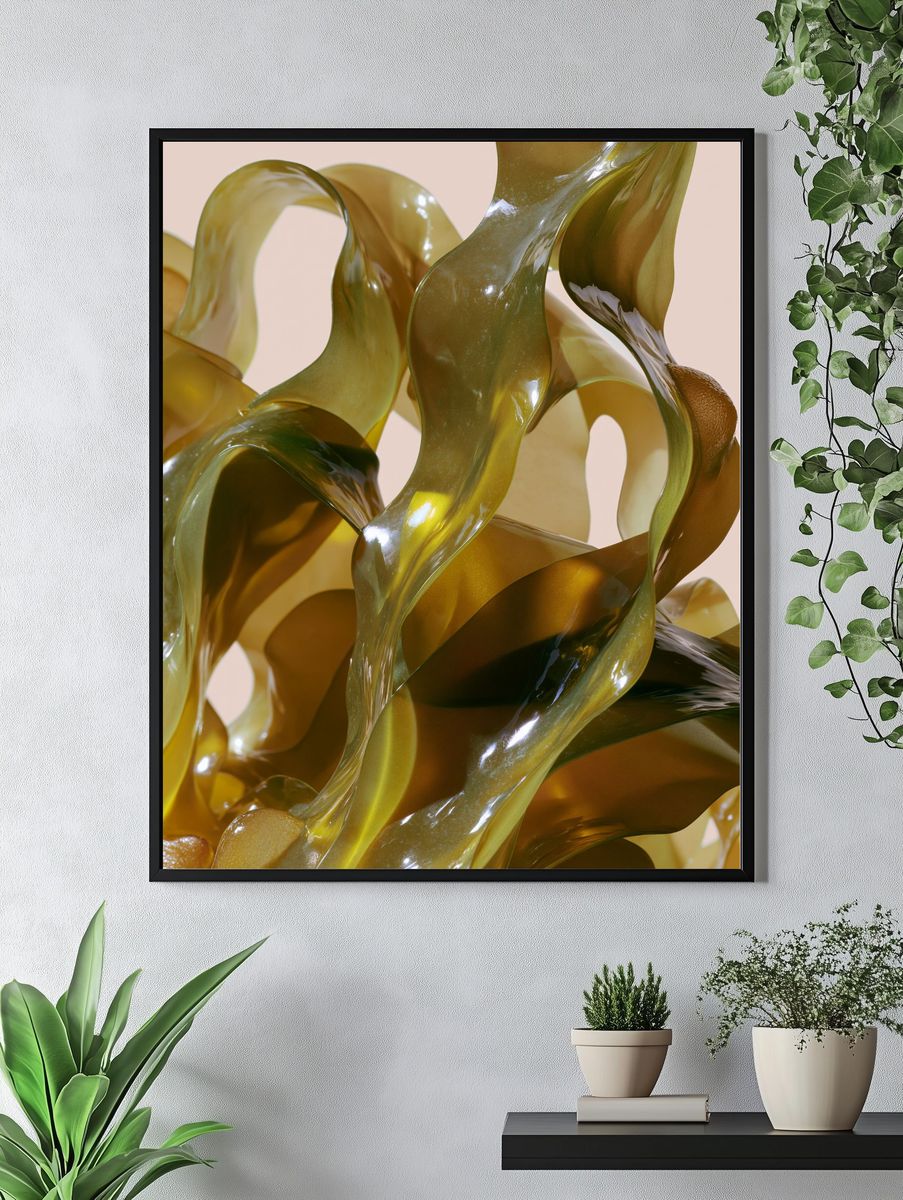 Golden Glass Abstract Poster. — room view 4