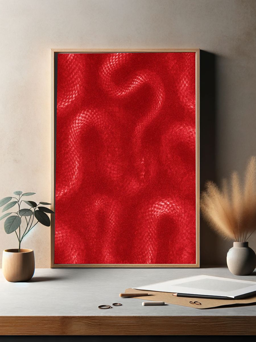 Crimson Velvet Texture Poster. — room view 2