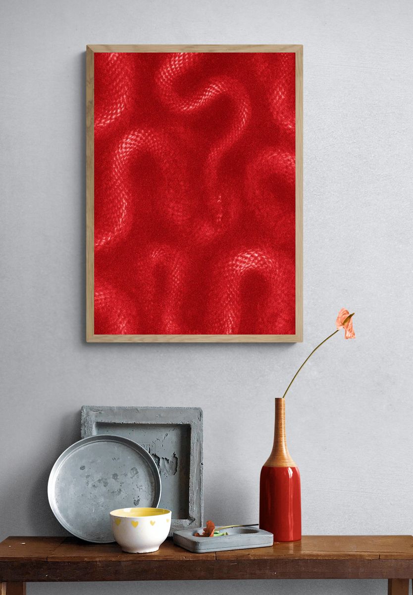 Crimson Velvet Texture Poster. — room view 3
