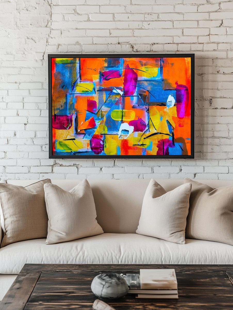 Free colorful abstract painting image. room preview