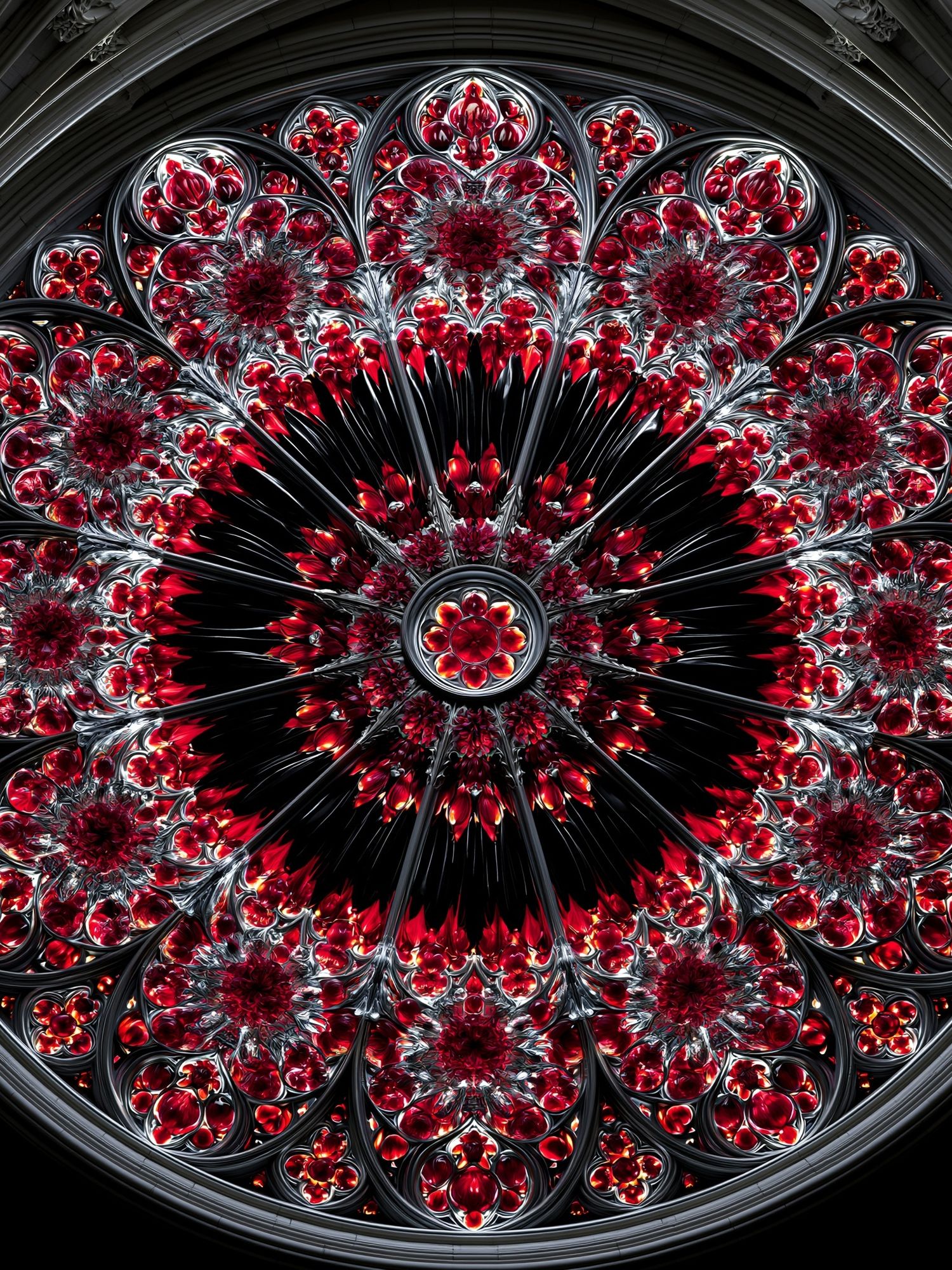 Crimson Rose Mandala Abstract Poster. poster detail