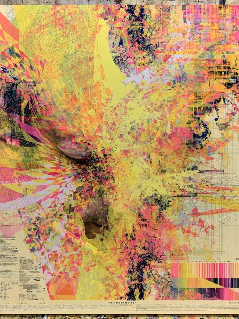 Abstract Neon Face Poster. poster — abstract art