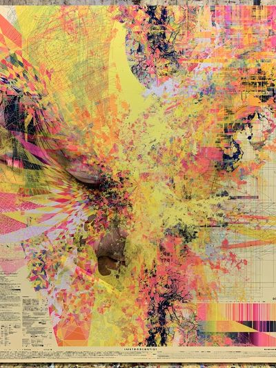 Abstract Neon Face Poster. poster