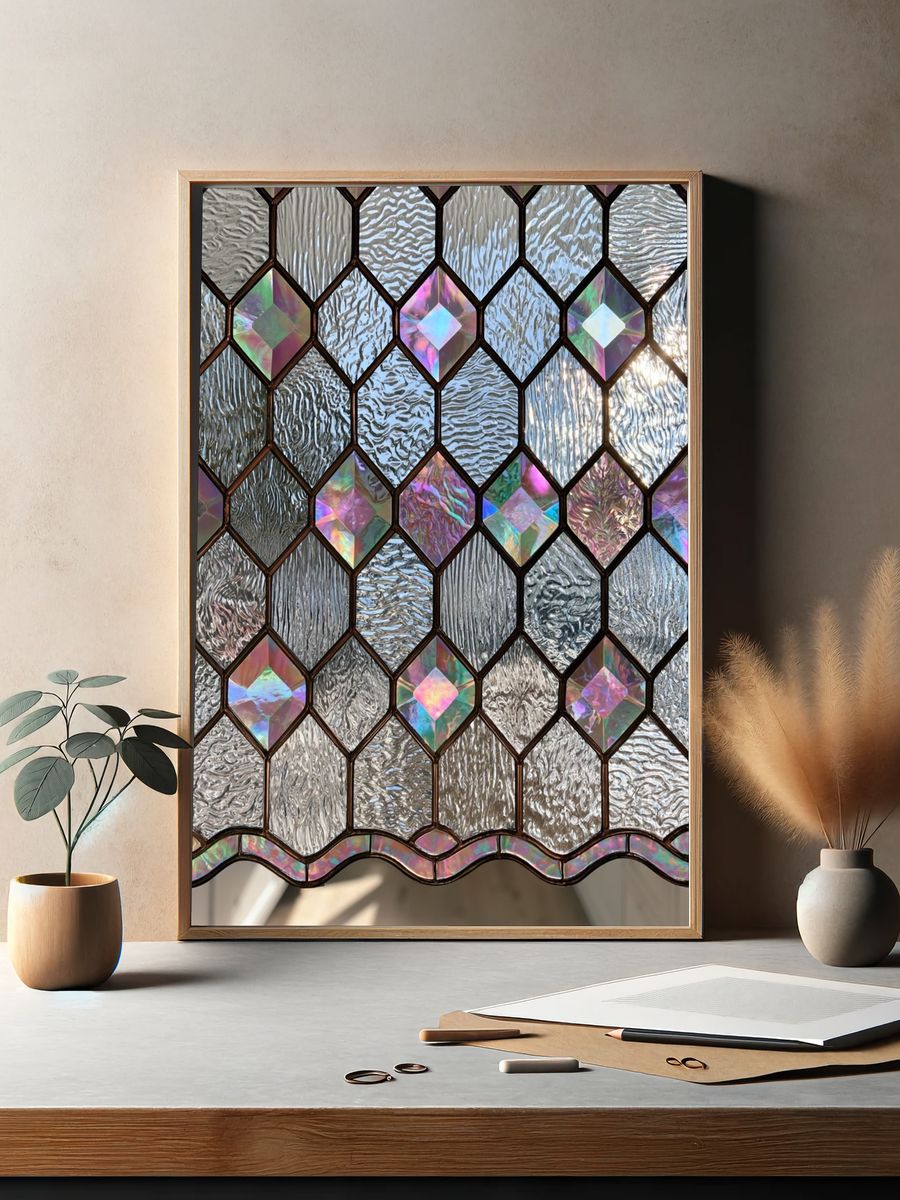 Iridescent Stained Glass Pattern Poster. — room view 2