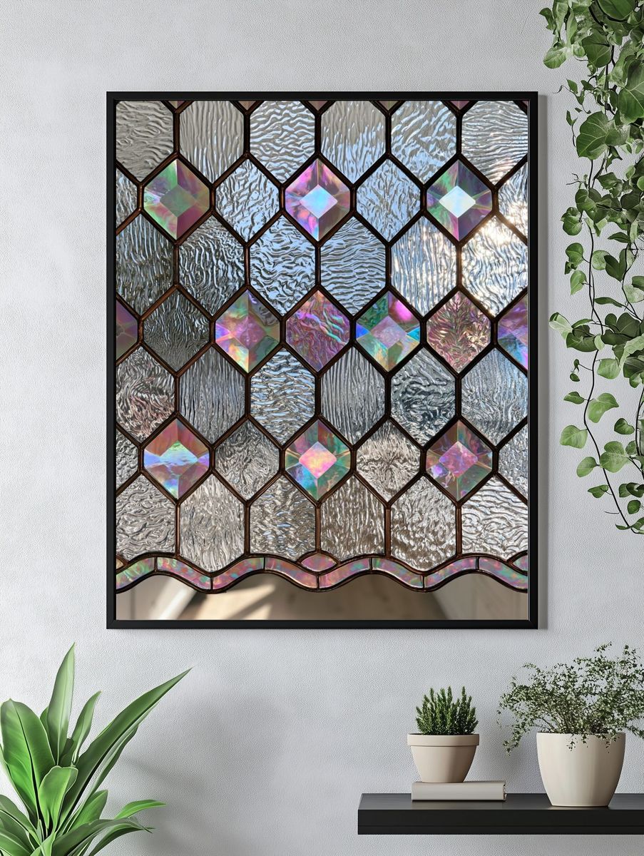 Iridescent Stained Glass Pattern Poster. — room view 4