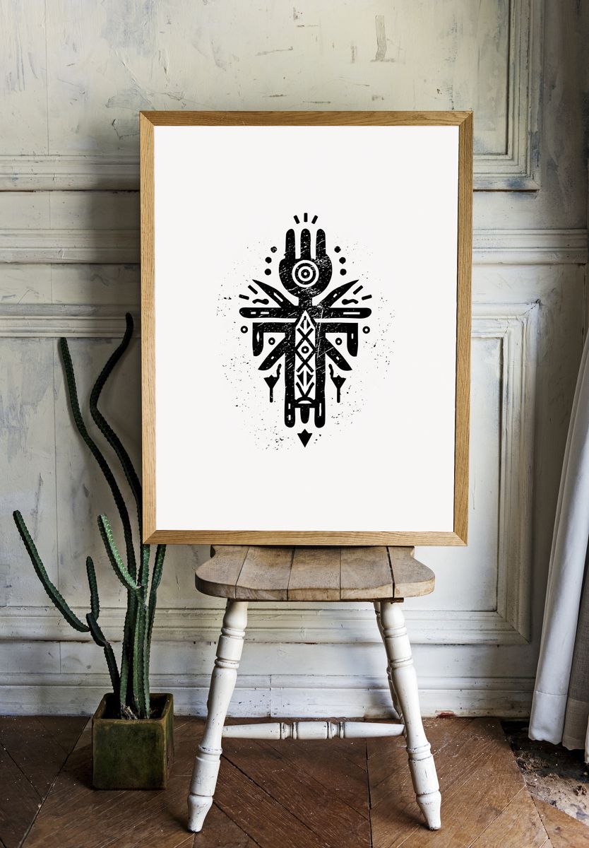 Abstract Tribal Symbol Print. room preview