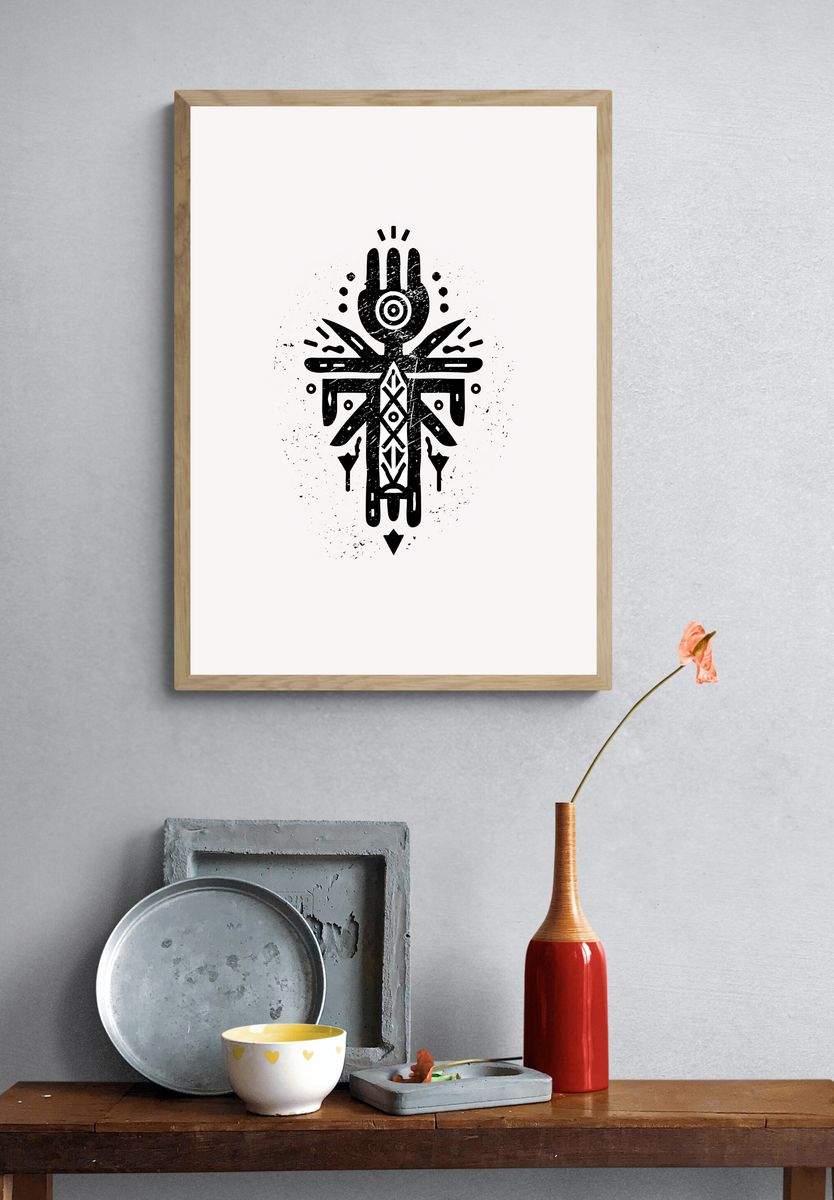 Abstract Tribal Symbol Print. — room view 3