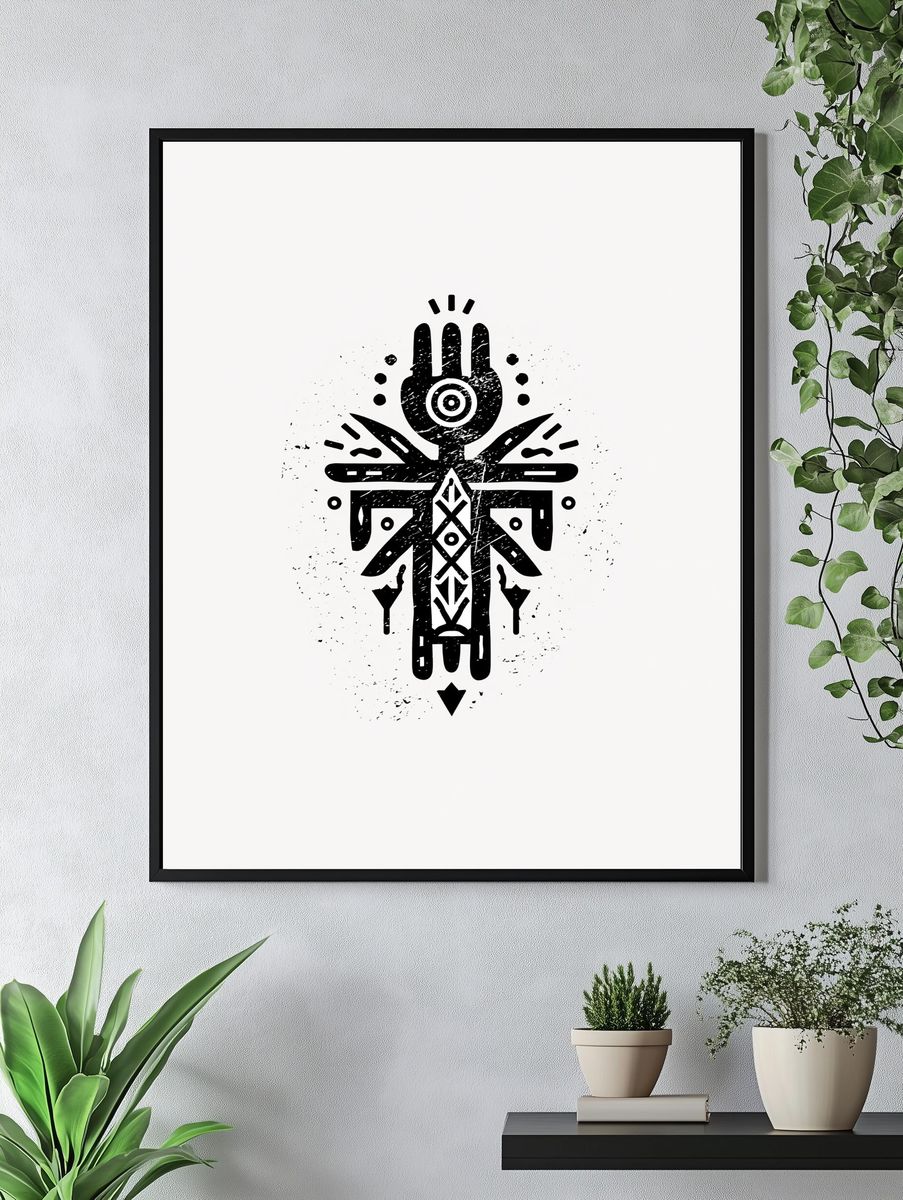 Abstract Tribal Symbol Print. — room view 4