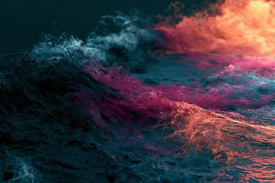Neon Ocean Waves Abstract Poster.