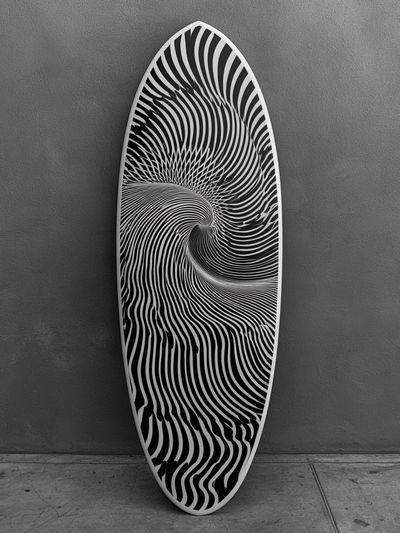 Monochrome Spiral Optical Art Poster.