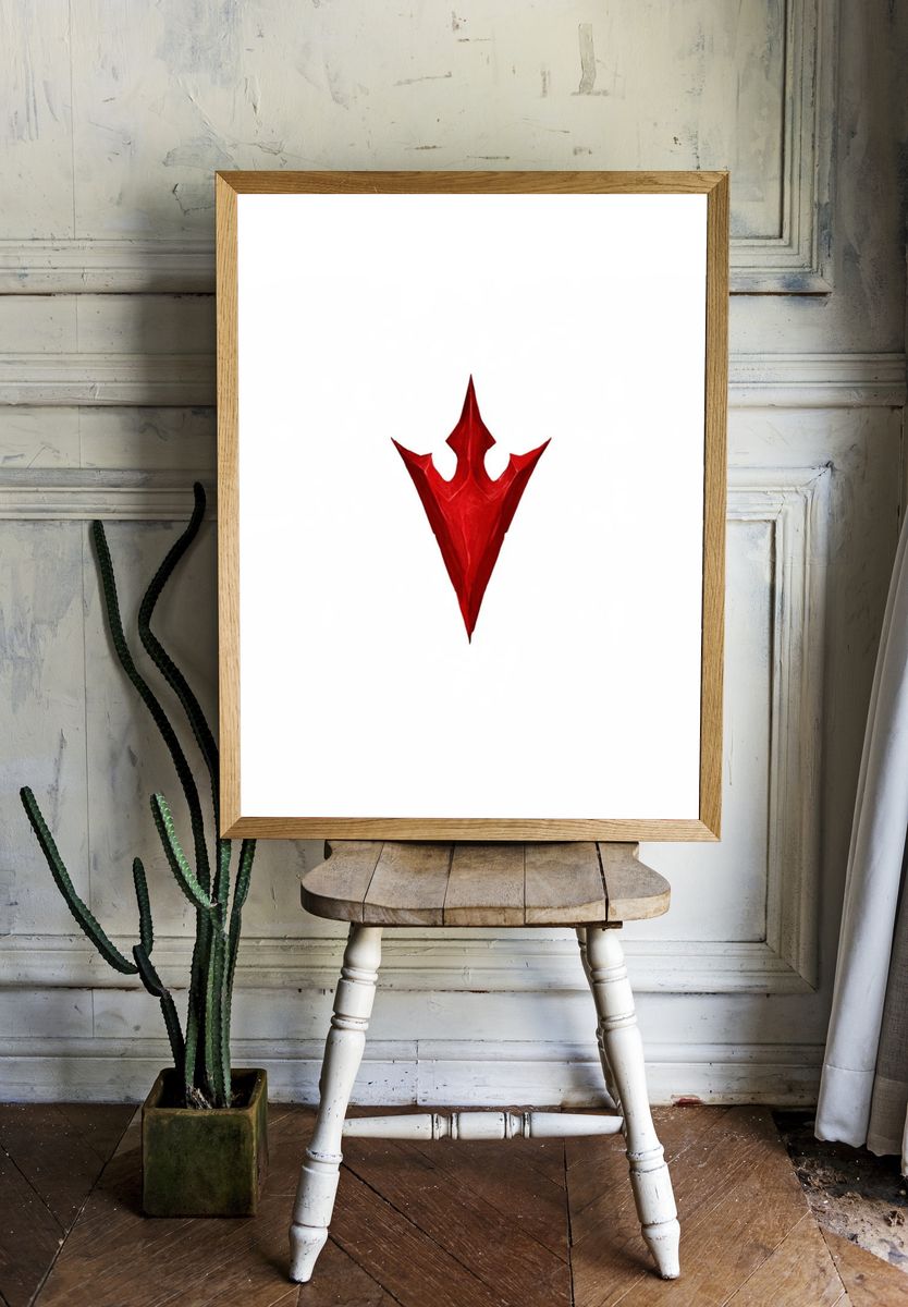 Red Crown Abstract Print. room preview