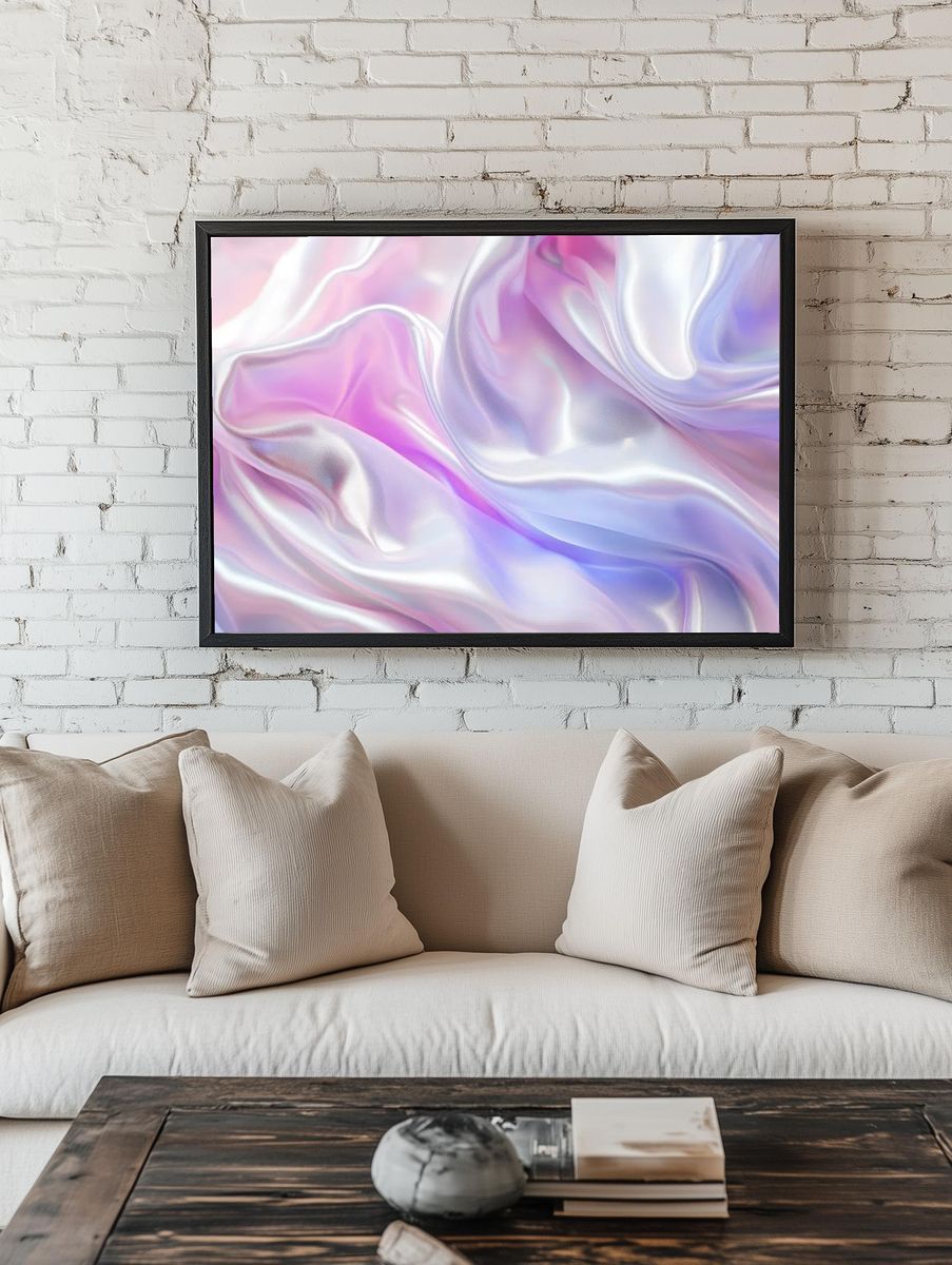 Pastel Silk Waves Abstract Poster. room preview