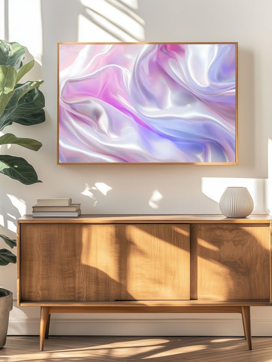 Pastel Silk Waves Abstract Poster. — room view 3