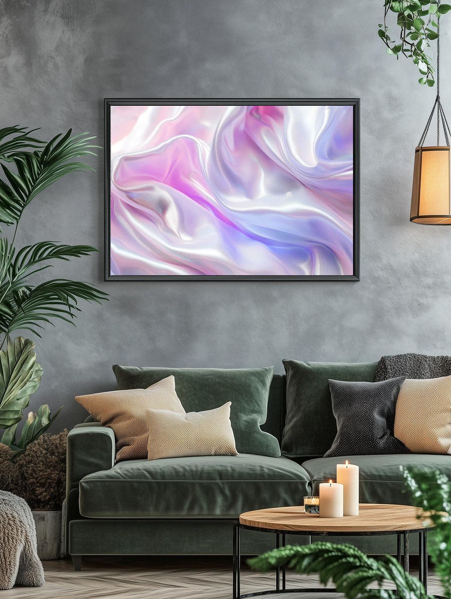 Pastel Silk Waves Abstract Poster. — room view 4