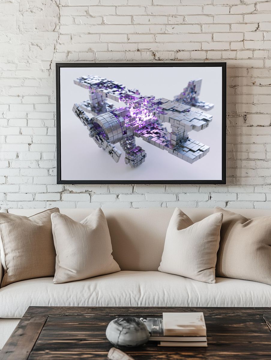 Futuristic Cubic Abstract Poster. — room view 1