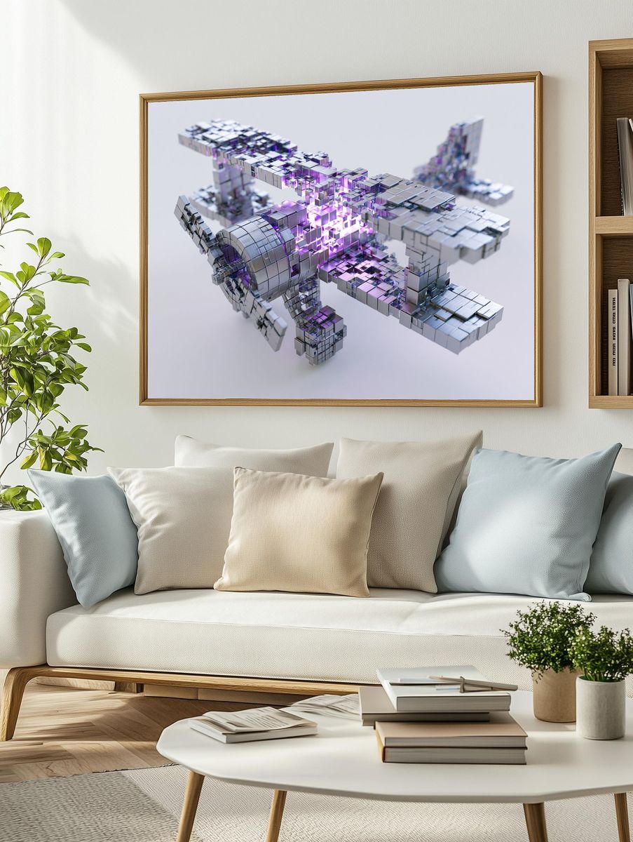 Futuristic Cubic Abstract Poster. — room view 2