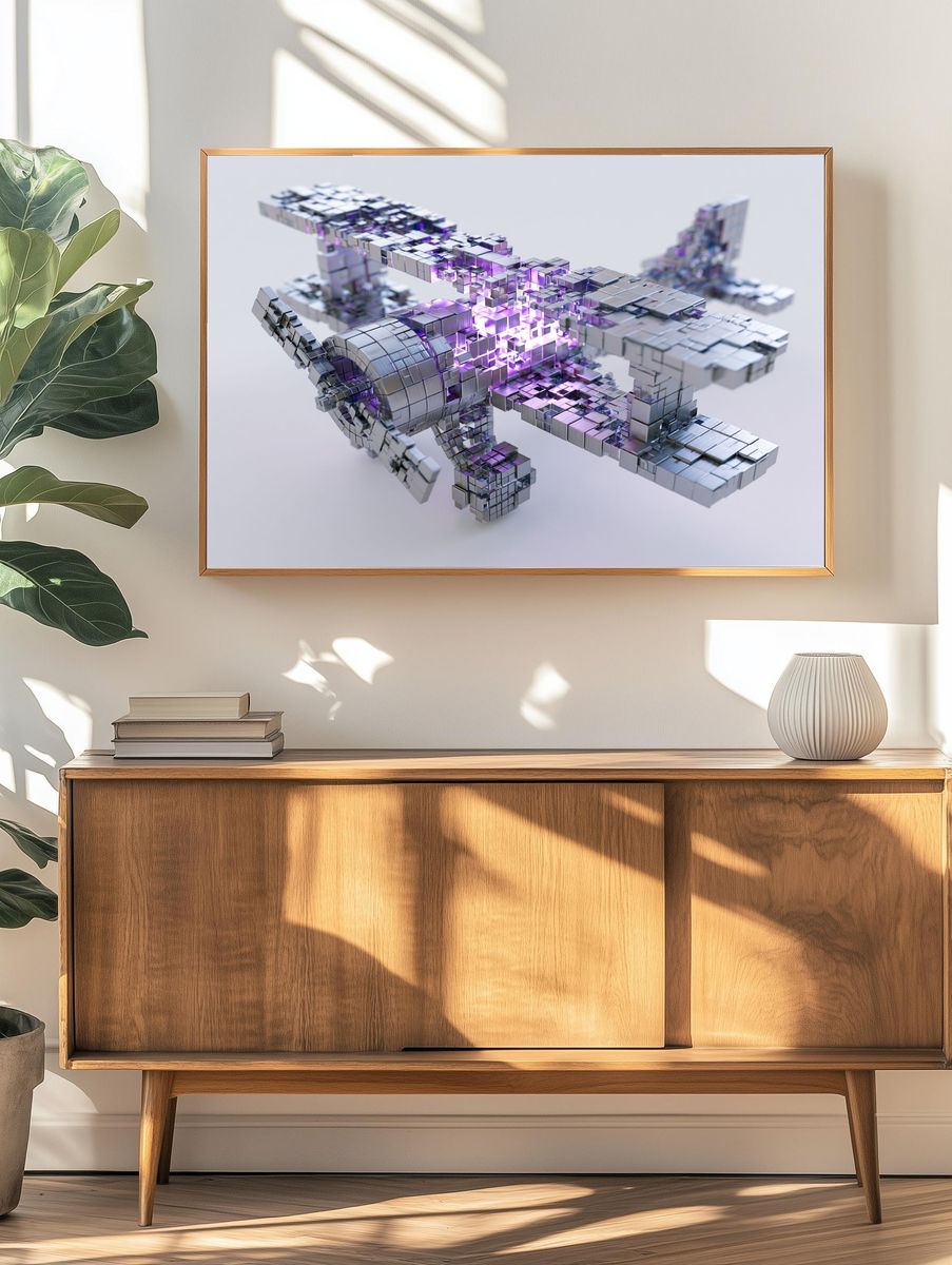 Futuristic Cubic Abstract Poster. — room view 3