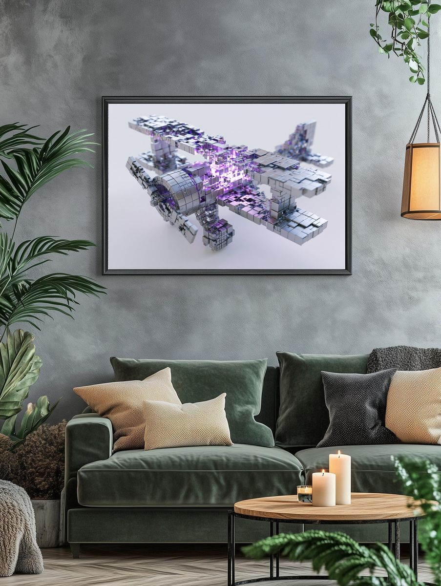 Futuristic Cubic Abstract Poster. — room view 4