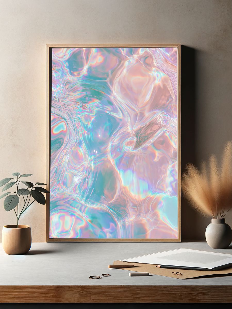 Iridescent Pastel Abstract Poster. — room view 2