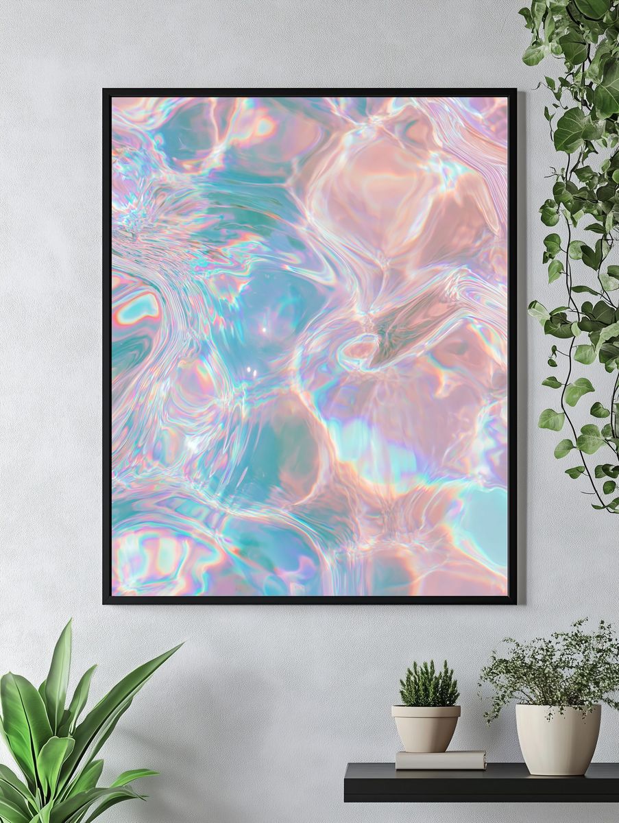 Iridescent Pastel Abstract Poster. — room view 4