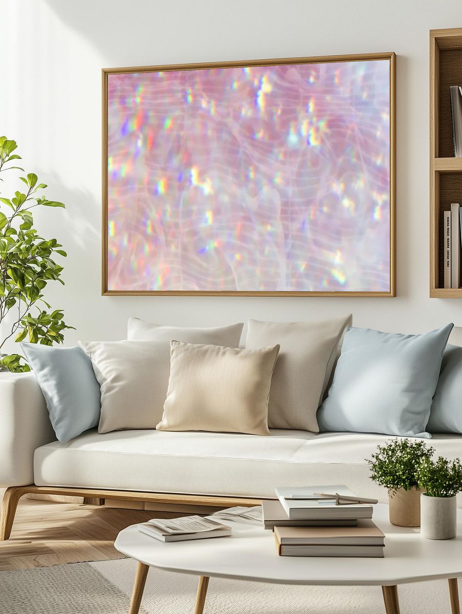 Sparkly pink holographic textured background. — room view 2