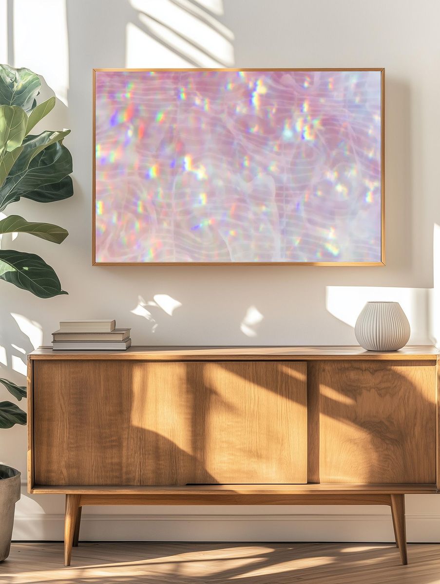 Sparkly pink holographic textured background. — room view 3