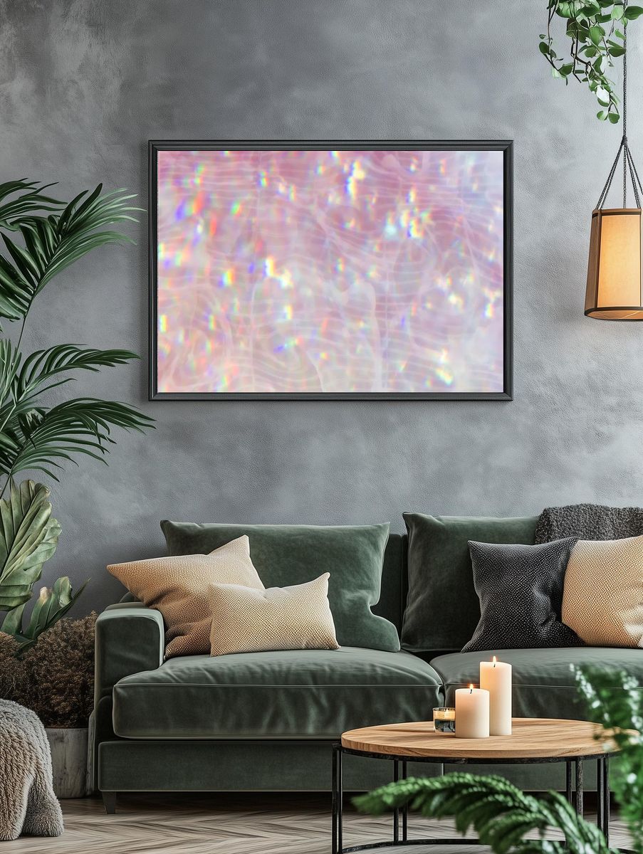 Sparkly pink holographic textured background. — room view 4