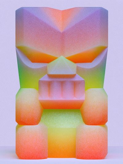 Neon Geometric Face Abstract Poster.