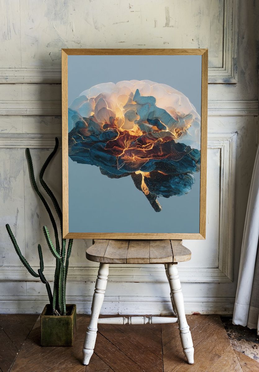 Abstract Brain Glow Poster. — room view 1