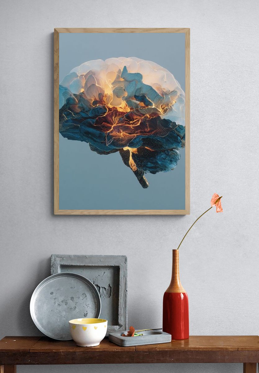 Abstract Brain Glow Poster. — room view 3