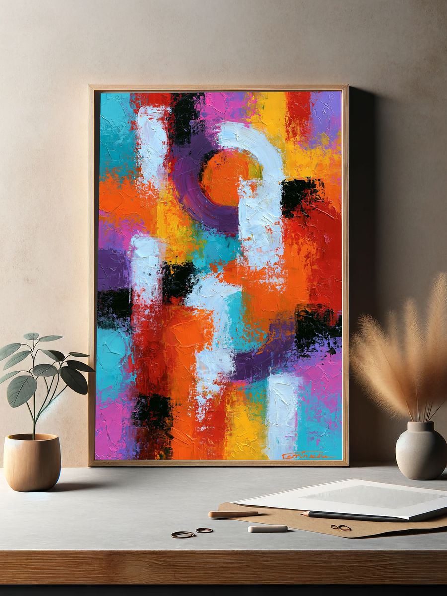 Vibrant Circular Abstract Poster. — room view 2