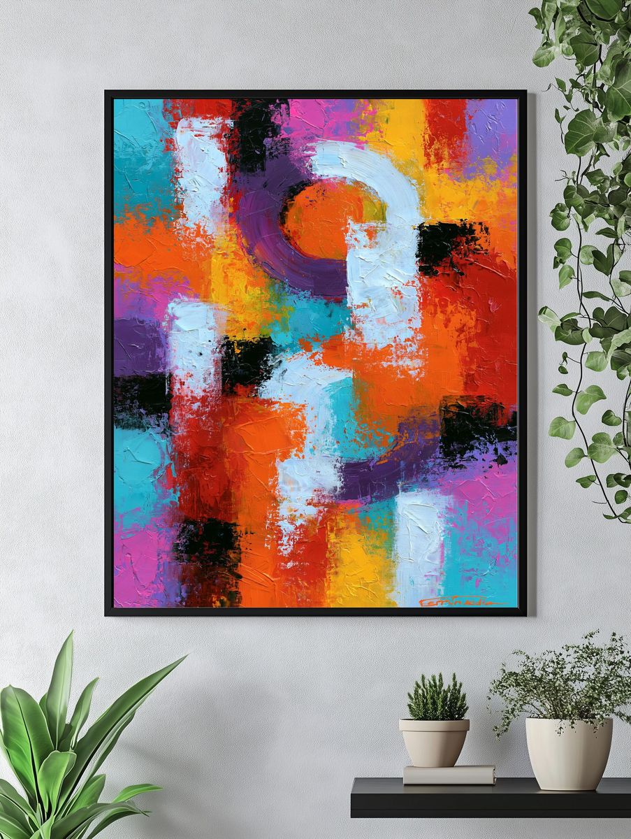 Vibrant Circular Abstract Poster. — room view 4