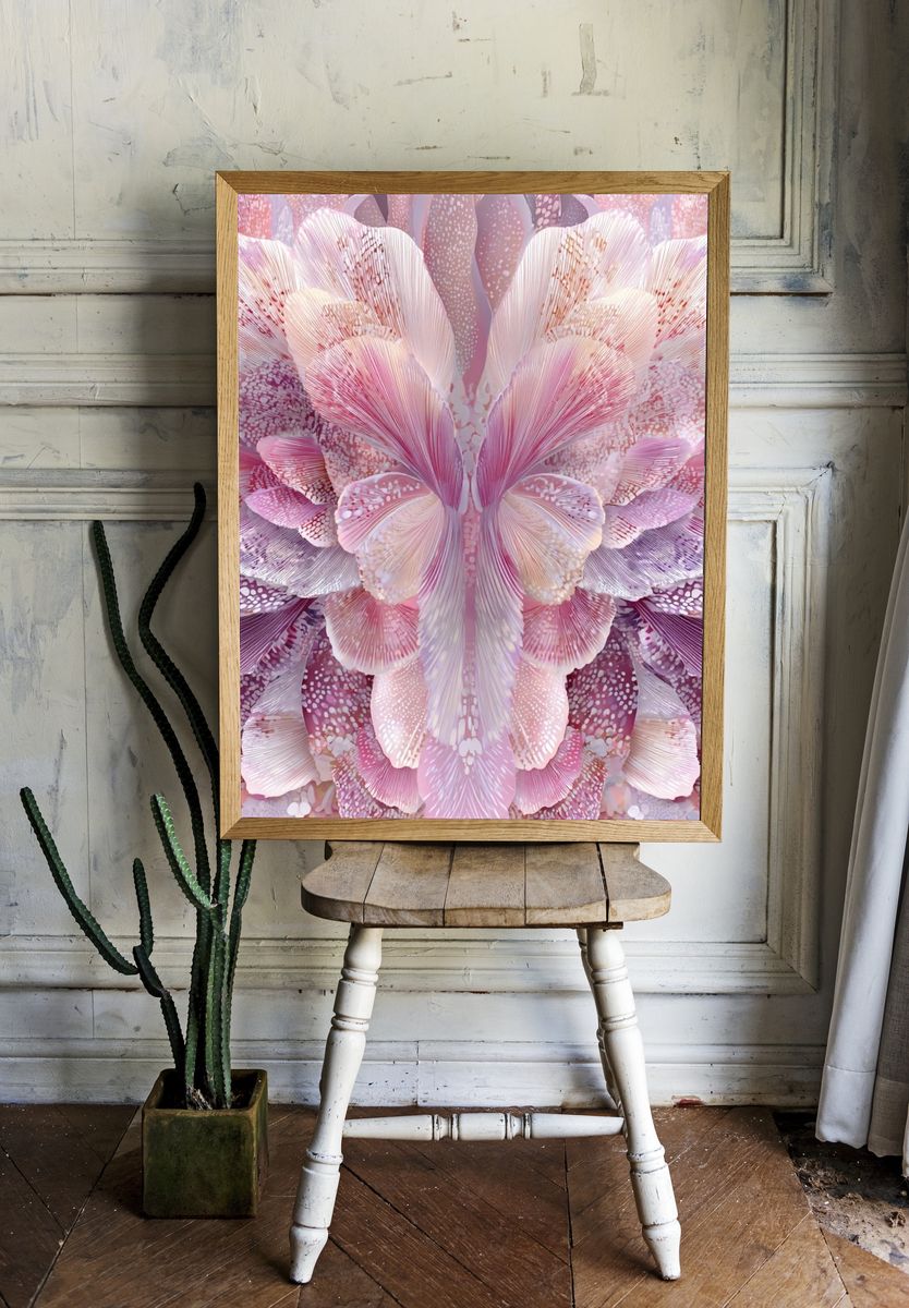 Blush Petal Bloom Abstract Print. room preview