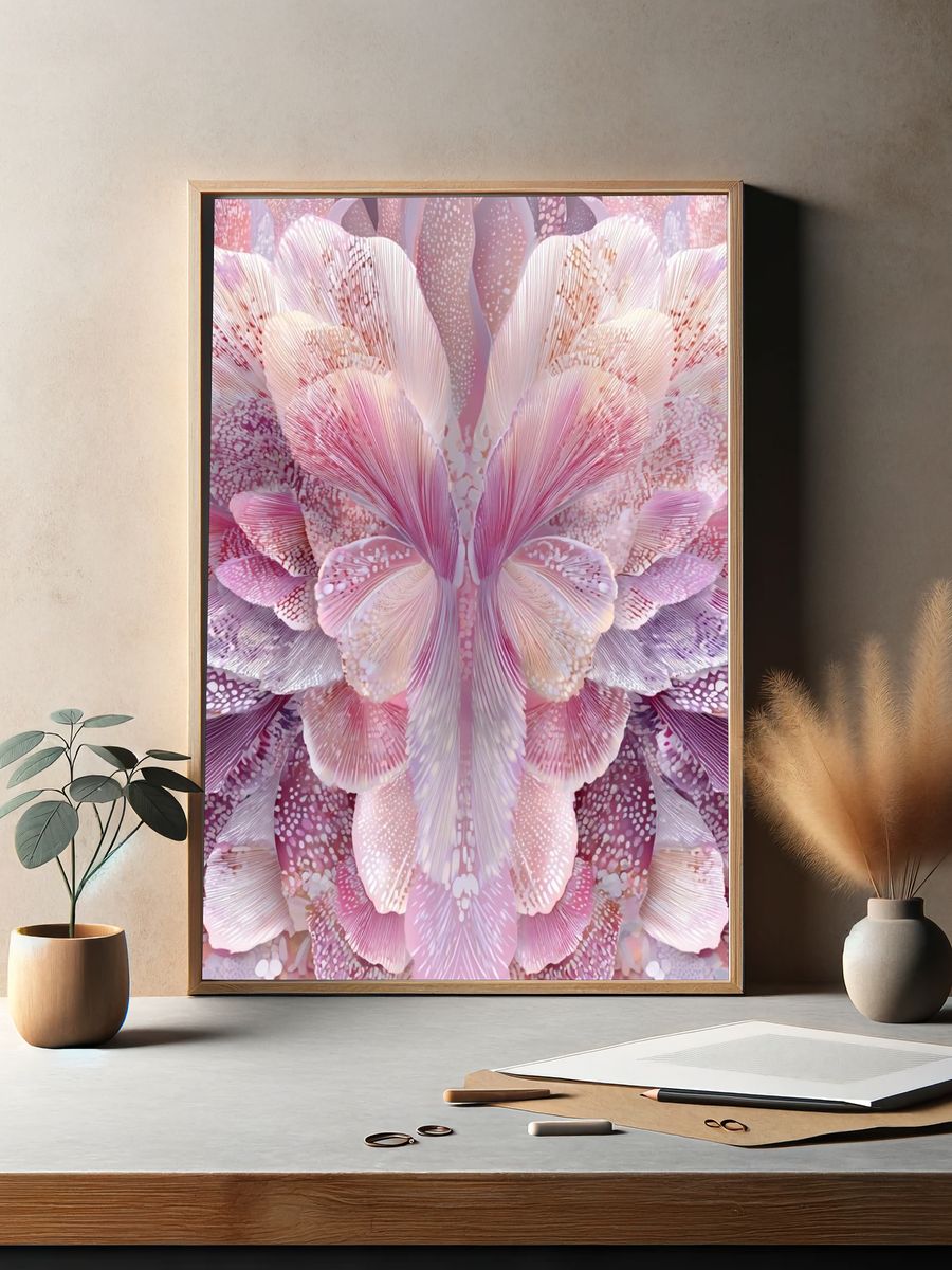 Blush Petal Bloom Abstract Print. — room view 2