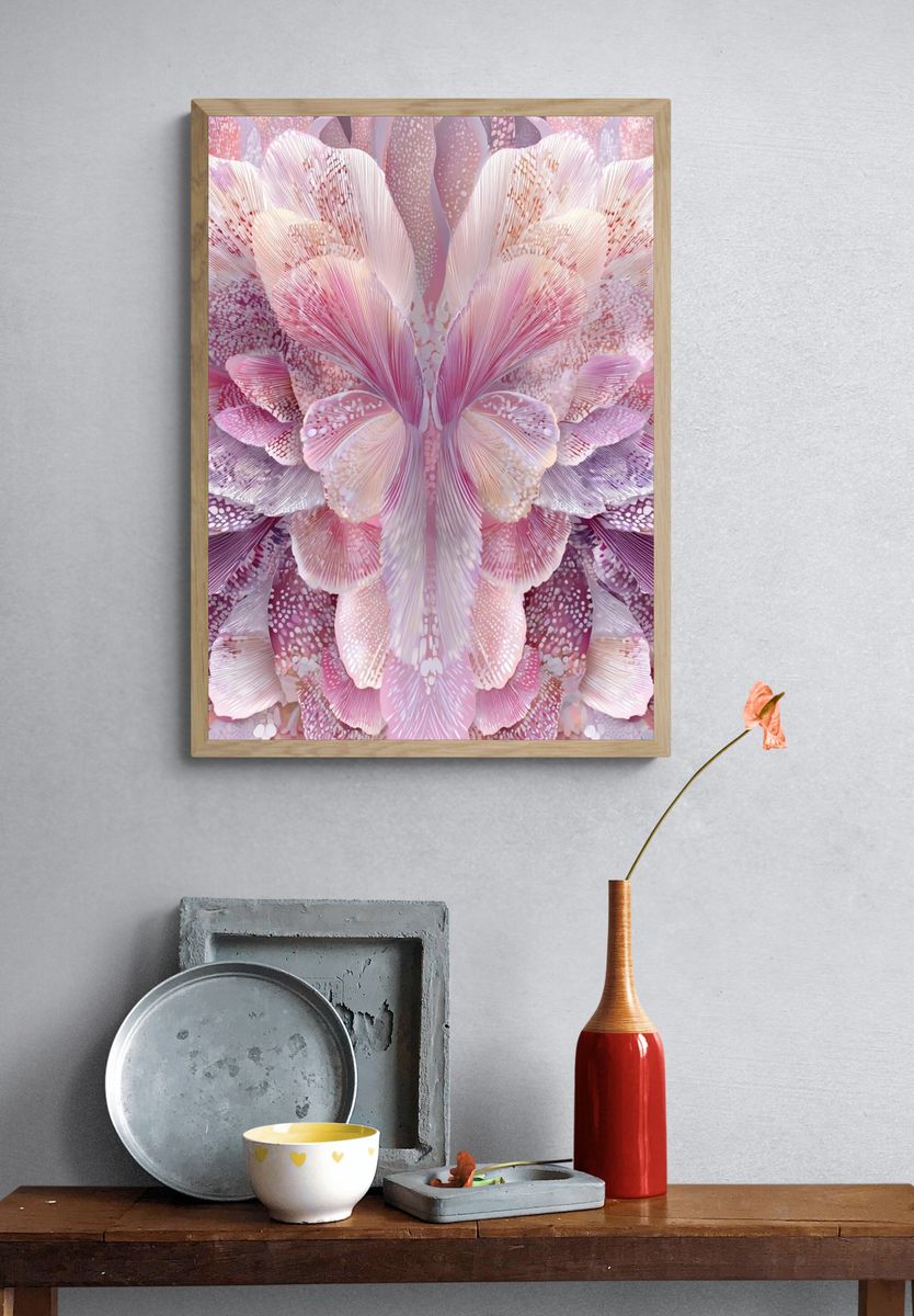 Blush Petal Bloom Abstract Print. — room view 3