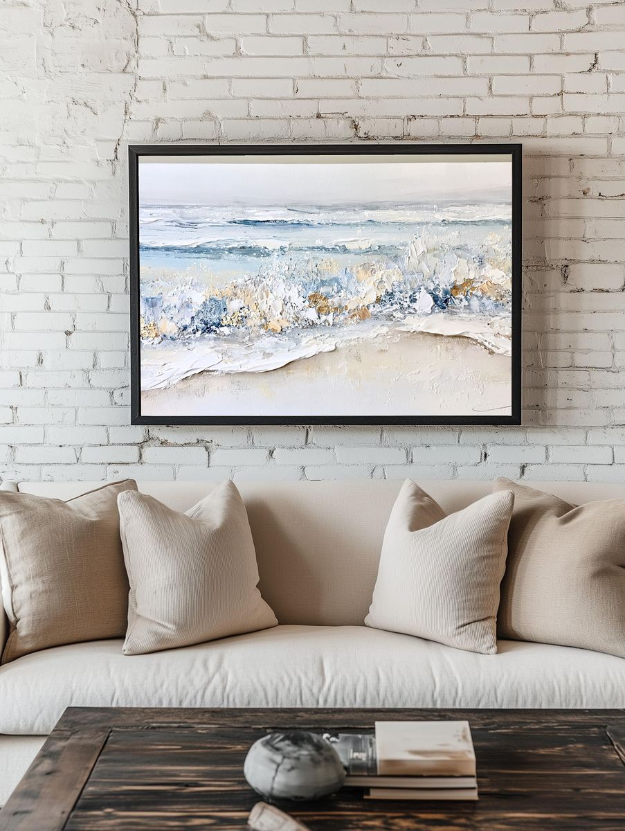 Coastal Waves Abstract Print. room preview