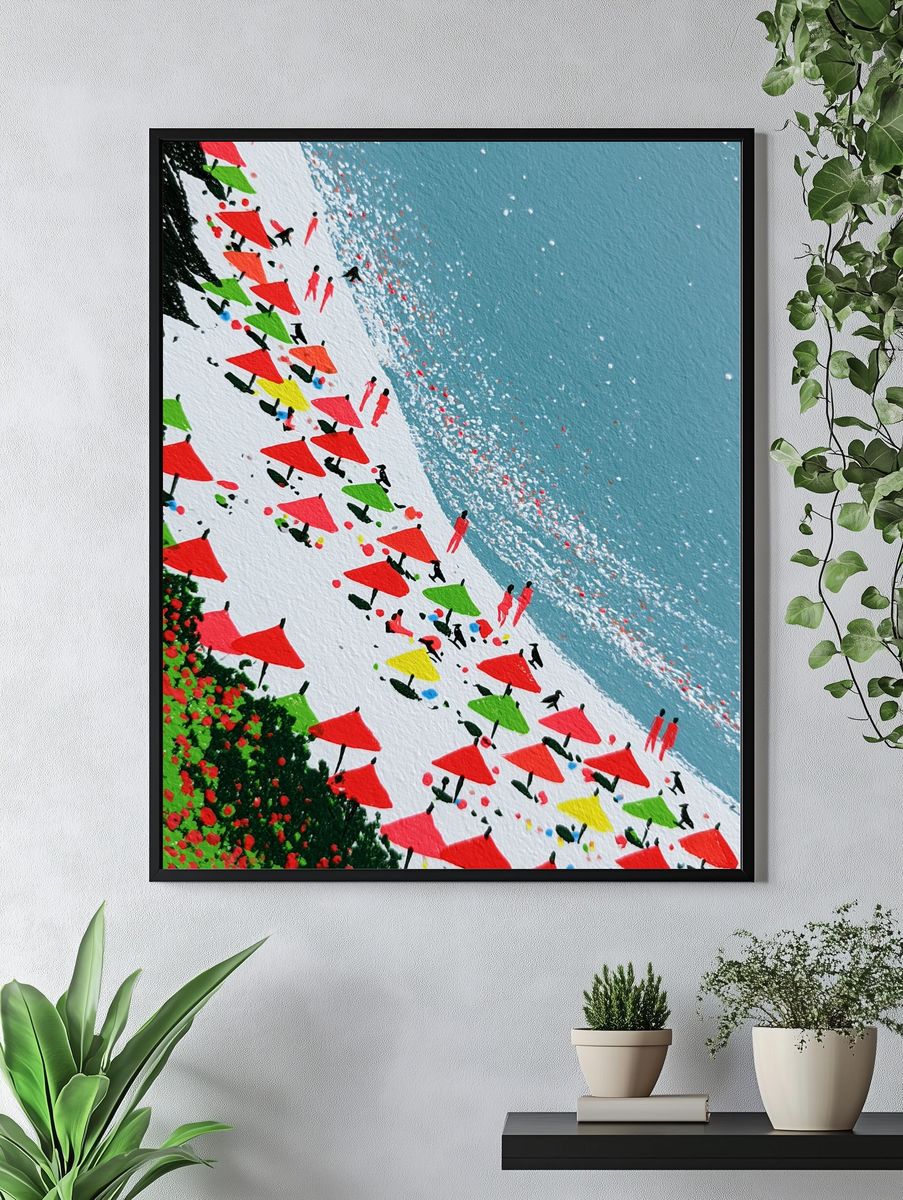 Abstract Coastal Sailboats Print. — room view 4