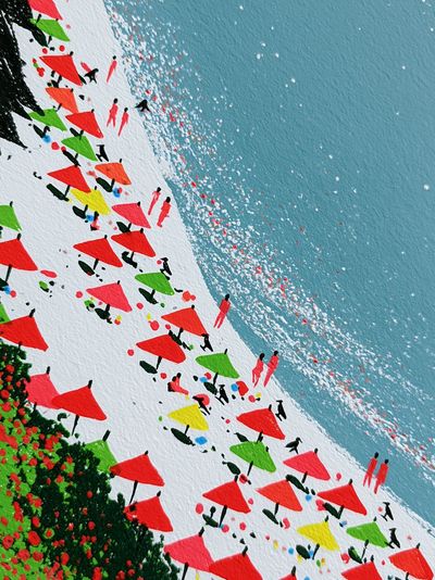 Abstract Coastal Sailboats Print.