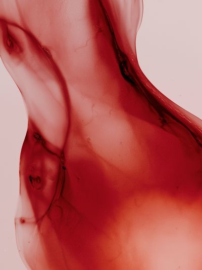 Crimson Fluid Abstract Poster.