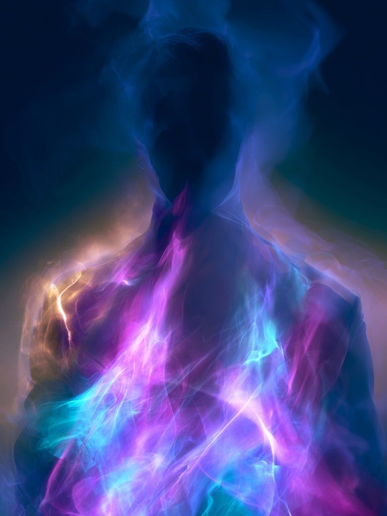 Neon Aura Silhouette Abstract Poster. poster detail
