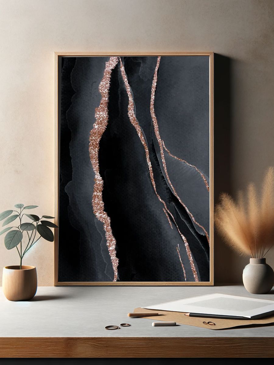 Shimmering dark blue watercolor background. — room view 2