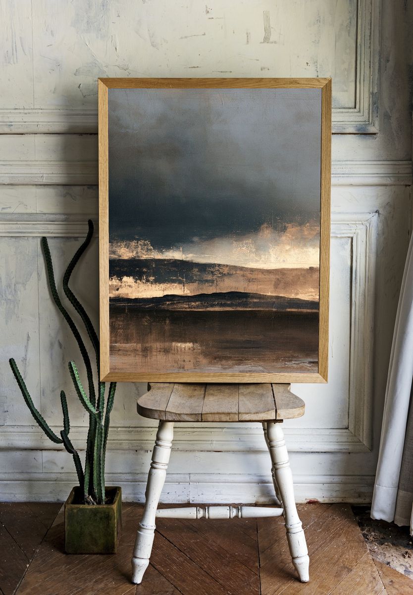 Moody Horizon Abstract Print. room preview