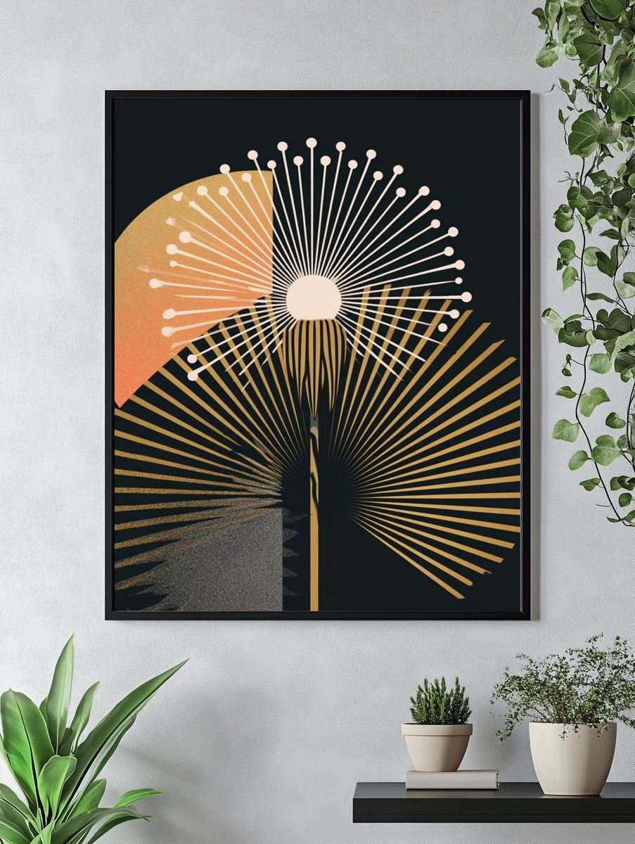 Golden Sunburst Abstract Poster. — room view 4